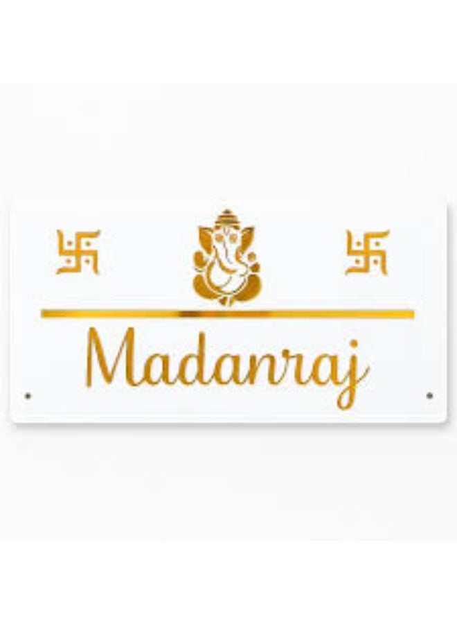 EMAAZZ LLC Customized White Acrylic Name Plate with Lord Ganesha & Swastik | Premium Laser Cut House Name Plate for Home Entrance - Image 5